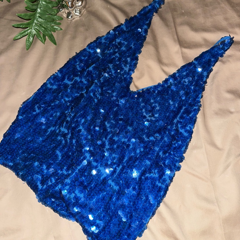 DKNY Sequin V-Neck Halter Top- sz M